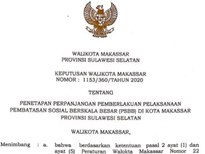 BREAKING NEWS: PSBB Makassar Diperpanjang Hingga Dua Minggu Kedepan.