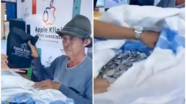 Sangat Menyentuh, Seorang Pemulung Beli HP untuk Cucu dengan Sekarung Uang Koin