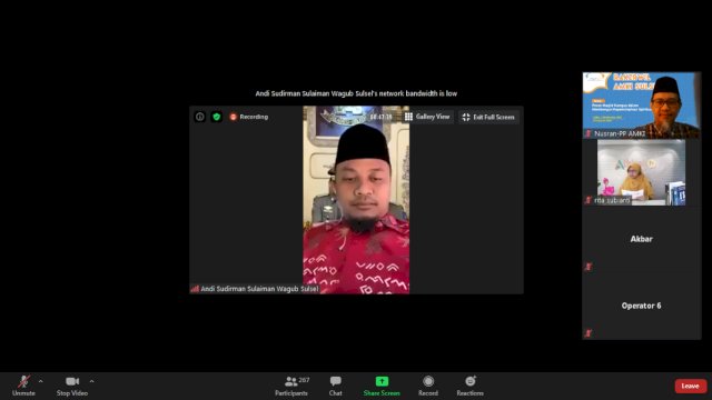 Buka Webinar Membantu Spiritual Leadership, Ini Pesan Wagub Sulsel