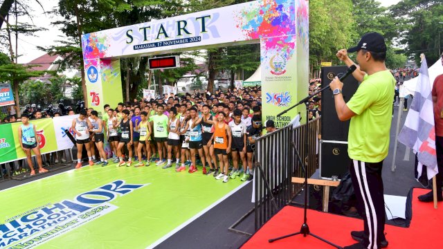 Dilepas Pj Gubernur Prof Zudan, Pelajar Sulsel Antusias Ikuti High School Marathon