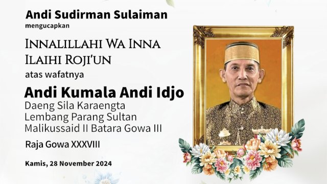 Andi Sudirman Sampaikan Duka Cita Meninggalnya Raja Gowa ke-38 Andi Kumala Idjo