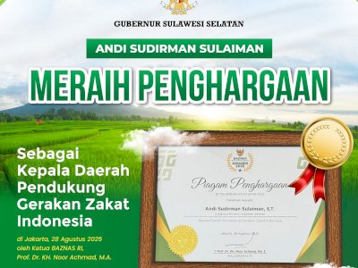 Gubernur Andi Sudirman Raih Baznas Awards 2025 atas Dukungan Pengelolaan Zakat