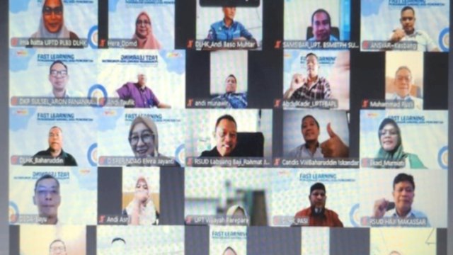 Pelatihan Online Fast Learning Pengadaan Barang/Jasa Pemerintah bagi pejabat administrator lingkup Pemprov Sulsel, Senin, 25 Agustus 2205.