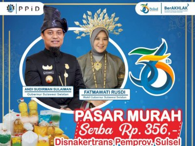 Rayakan HUT Sulsel ke-356, Disnakertrans Bikin Pasar Murah Harga Simbolik Rp356 untuk Warga dan Buruh