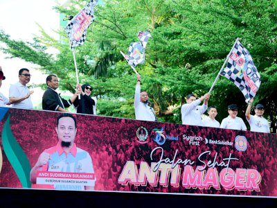Gubernur Andi Sudirman Lepas Puluhan Ribu Peserta Jalan Sehat Anti Mager Peringatan 356 Tahun Sulsel