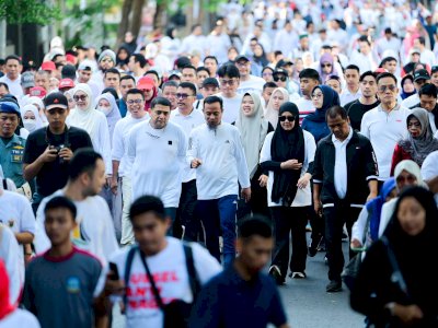 Andi Sudirman, Fatmawati Rusdi dan Appi Jalan Sehat Bersama di Anti Mager Peringatan 356 Tahun Sulsel*