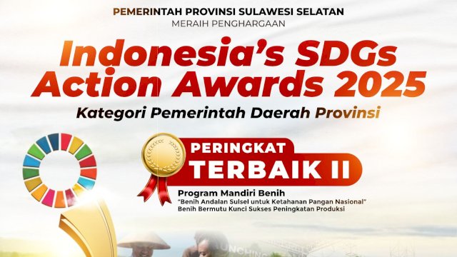Gubernur Sulsel Terima Penghargaan Indonesia&#8217;s SDGs Action Awards 2025
