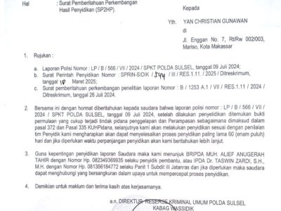 Korban Penggelapan ” Yan Christian Gunawan Meminta Keadilan”!