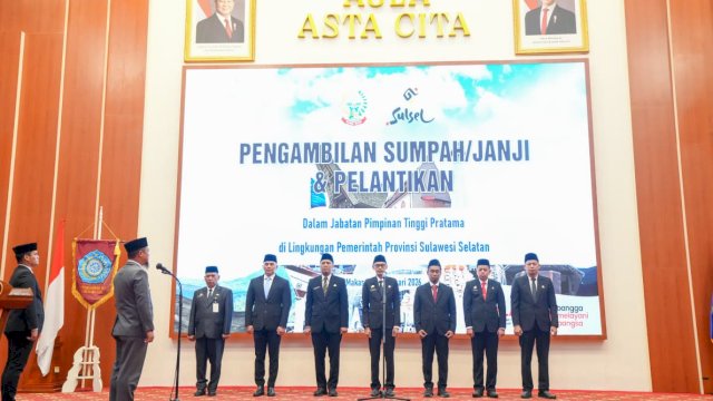 Terapkan Manajemen Talenta Perkuat Birokrasi, Gubernur Sulsel Lantik 7 Pejabat Eselon II
