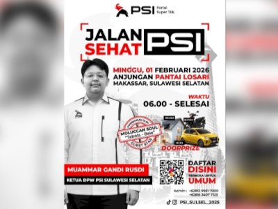 Minggu Pagi di Losari, Jalan Sehat PSI Sulsel Berhadiah Rumah hingga Mobil, Dihibur Tabola Bale