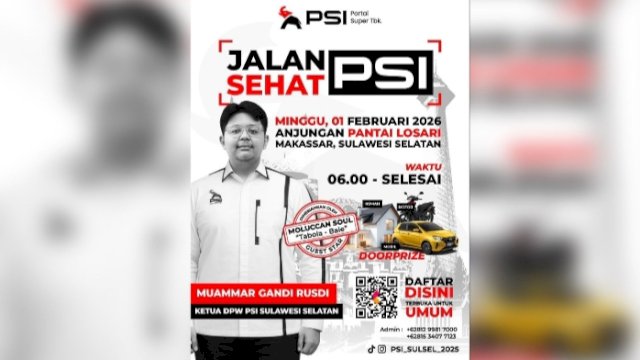 Minggu Pagi di Losari, Jalan Sehat PSI Sulsel Berhadiah Rumah hingga Mobil, Dihibur Tabola Bale