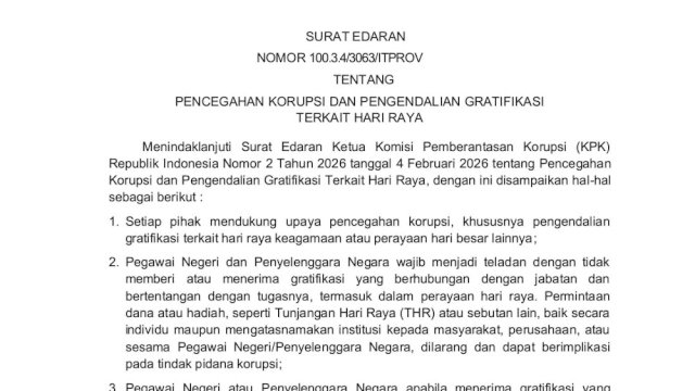 Gubernur Sulsel Keluarkan Edaran Pencegahan Gratifikasi Terkait Hari Raya bagi ASN