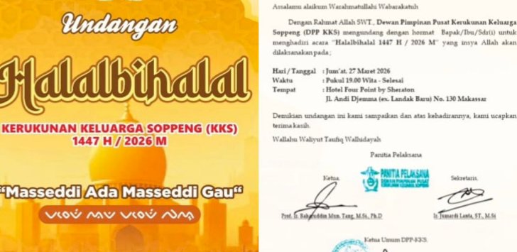 ​Pererat Silaturahmi, Kerukunan Keluarga Soppeng (KKS) Gelar Halalbihalal 27 Maret Mendatang