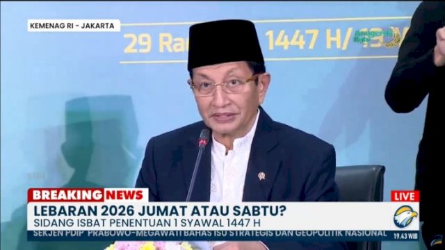 Tok! Menteri Agama Umumkan 1 Syawal 1447 H Jatuh pada 21 Maret 2026