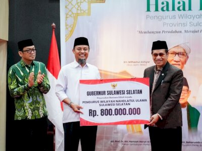 Halal Bihalal PWNU, Gubernur Andi Sudirman Sulaiman Serahkan Hibah Rp800 Juta dan Alsintan