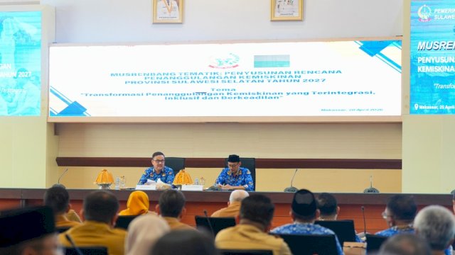Sekda Sulsel Buka Musrenbang Penanggulangan Kemiskinan 2027, Perkuat Intervensi Terintegrasi dan Tepat Sasaran