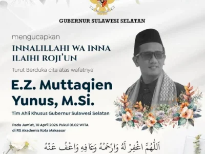 Kabar Duka, Staf Khusus Gubernur Sulsel Muttaqien Yunus Meninggal Dunia