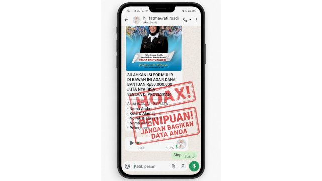 Penipuan Catut Nama Wagub Sulsel Beredar di WhatsApp, Warga Diimbau Waspada