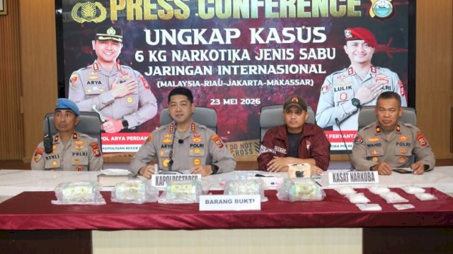 Kapolrestabes Makassar Ungkap Jaringan Sabu Malaysia, Tujuh Tersangka Terancam Hukuman Mati