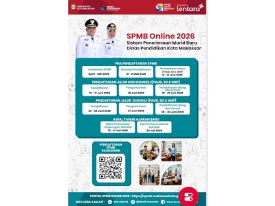 SPMB Makassar 2026 Dibuka 8 Juni, Pendaftaran Murid Baru Dilakukan Secara Online