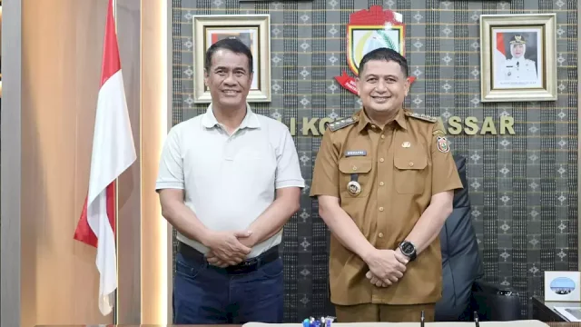 Pertemuan antara Menteri Pertanian (Mentan) Andi Amran Sulaiman dengan Wali Kota Makassar Munafri Arifuddin di Balai Kota Makassar.