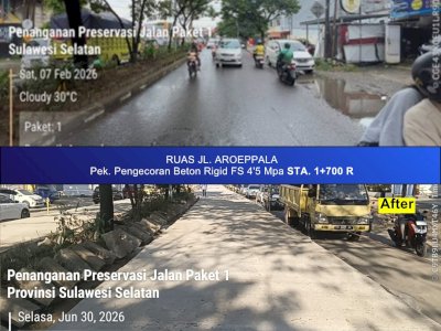 Pemasangan Kerb Median Jalan Hertasning, Progres Tembus 74 Persen