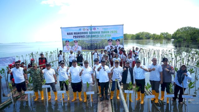 Peringati Hari Mangrove Sedunia 2026, Pemprov Sulsel Tanam 7.000 Bibit Mangrove di Pangkep
