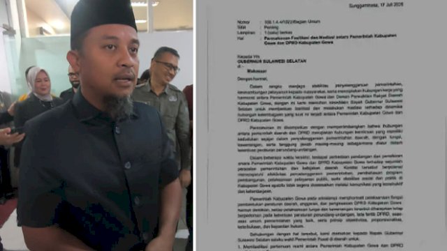 Soal Surat Mediasi Bupati Gowa, Pemprov Sulsel: Belum Diterima dan Tidak Resmi