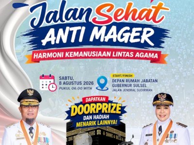 Besok! Pemprov Sulsel Gelar Jalan Sehat Anti Mager Lintas Agama di Makassar