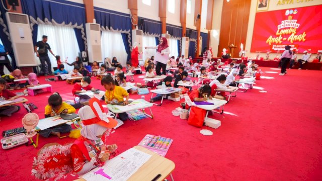 Lomba Mewarnai Meriahkan Dirgahayu RI ke-81 di Lingkungan Pemprov Sulsel