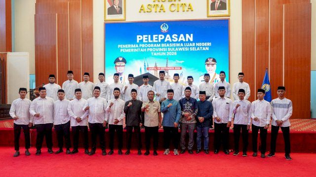 Lepas 28 Penerima Beasiswa Luar Negeri 2026, Gubernur Sulsel Pesan Jaga Nama Baik Daerah