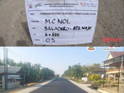 Ruas Jalan Salaonro Soppeng-Batas Wajo Kini Mulus Berkat Program MYP Pemprov Sulsel
