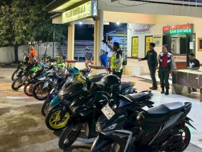 Sikat Bising Knalpot Brong! Polsek Manggala Jaring 25 Sepeda Motor di Antang Raya